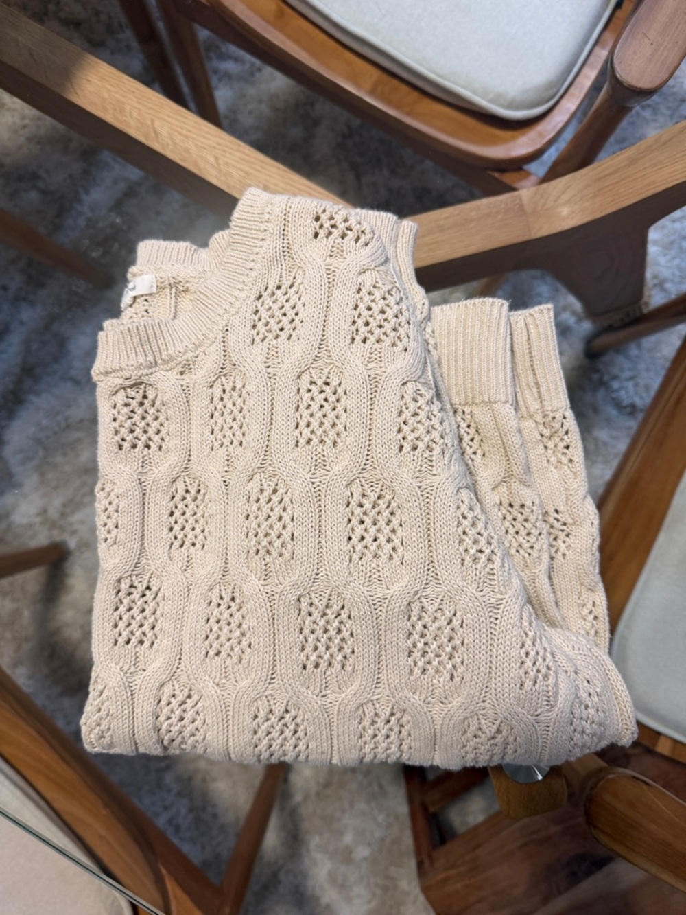 Maurices Cream Cable Stitch Crewneck Sweater 100% cotton